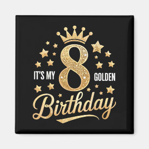8th Golden Birthday 8 Year Old Bday Kids Groovy Magnet