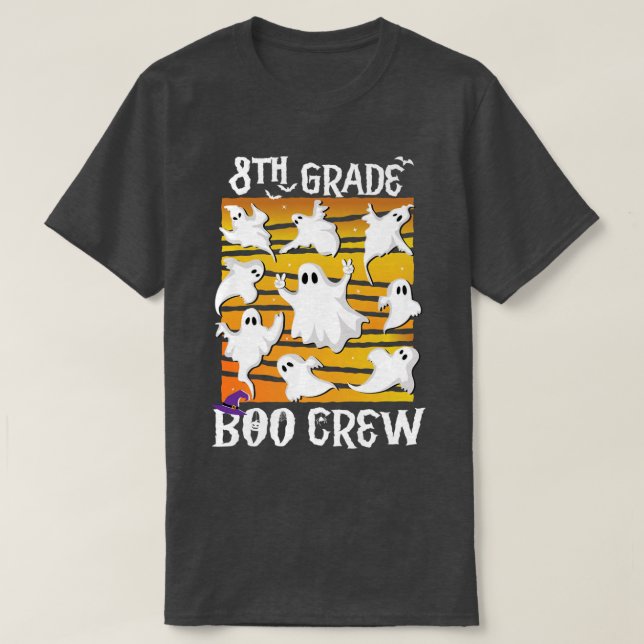 8th Grade Boo Crew Teacher Student Team Spooky Bab T-Shirt (Design Front)