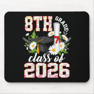 8th Grade Cl Of 2026 Graduation Floral Girls Premi Mouse Pad