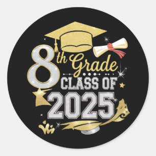 8th Grade Class Of 2025 Graduate Graduation Classic Round Sticker