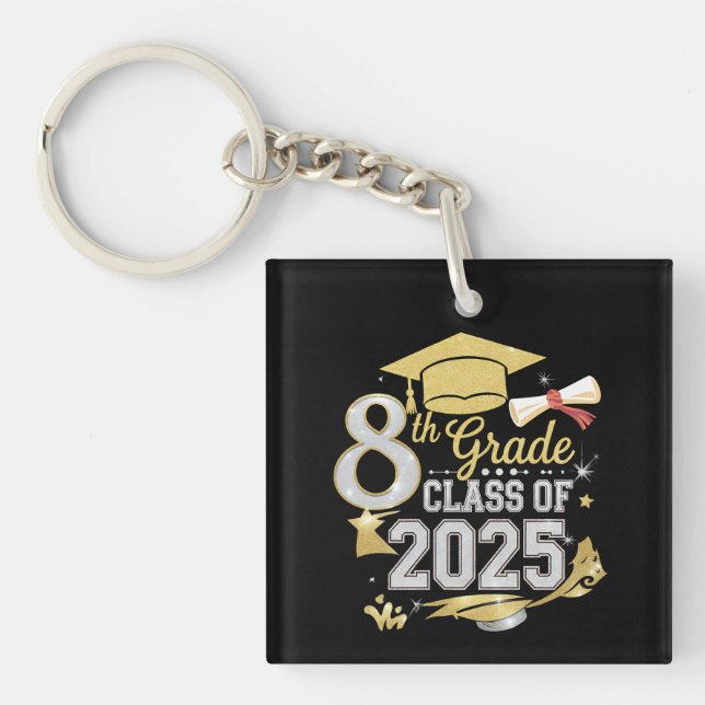 8th Grade Class Of 2025 Graduate Graduation Key Ring (Front)