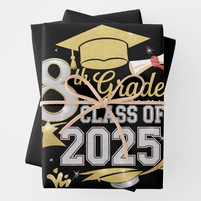 8th Grade Class Of 2025 Graduate Graduation Wrapping Paper Sheet (In situ)