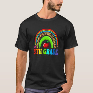8th Grade Cute Leopard Rainbow Squad Teacher Kids T-Shirt