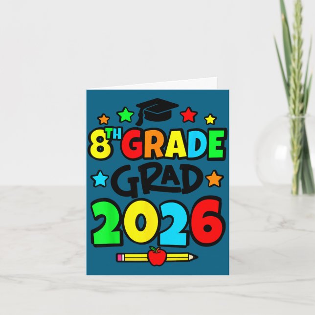 8th grade grad 2026 eighth grade graduation  card (Front)