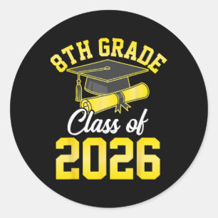 8th Grade Graduate Cl Of 2026 Graduation Students Classic Round Sticker