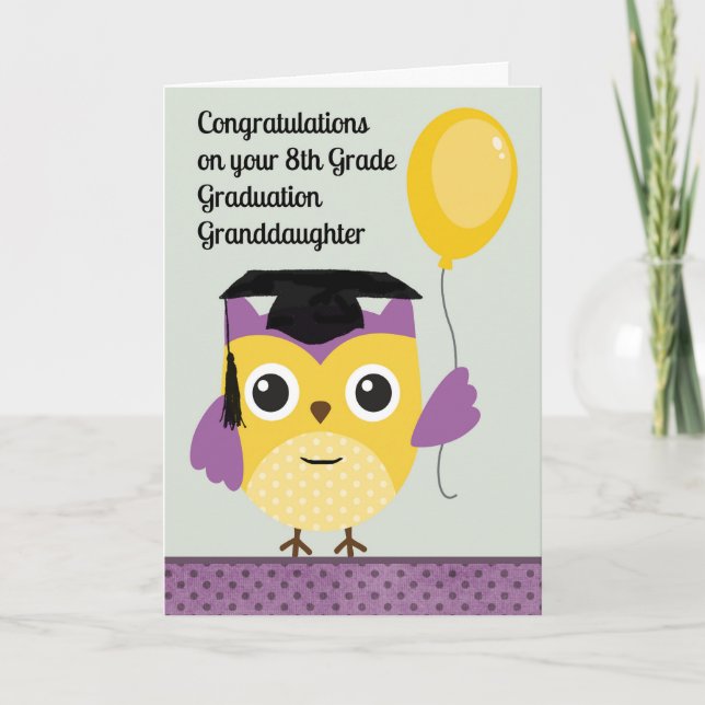 8th Grade Graduation Card for Granddaughter Owl (Front)