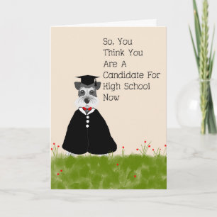 8th Grade Graduation Card with Dog in Robe & Cap