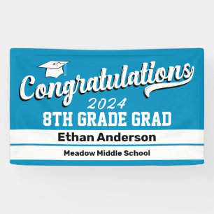 8th Grade Graduation Light Blue and White Banner