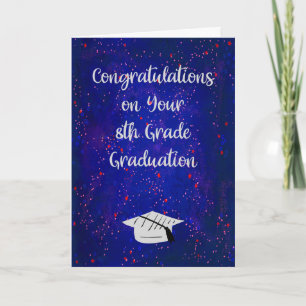 8th Grade Graduation with Stars & Cap Card