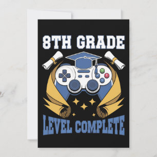 8th Grade Level Complete Gaming Gamer Graduation Invitation