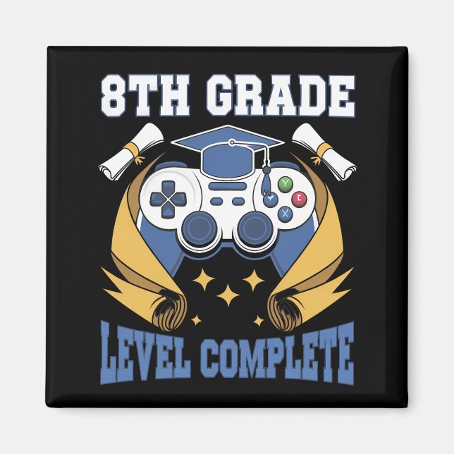 8th Grade Level Complete Gaming Gamer Graduation Magnet (Front)