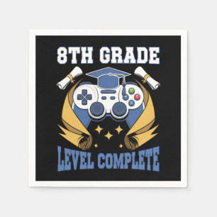 8th Grade Level Complete Gaming Gamer Graduation Napkin