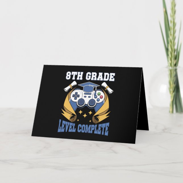 8th Grade Level Complete Gaming Gamer Graduation Thank You Card (Front)