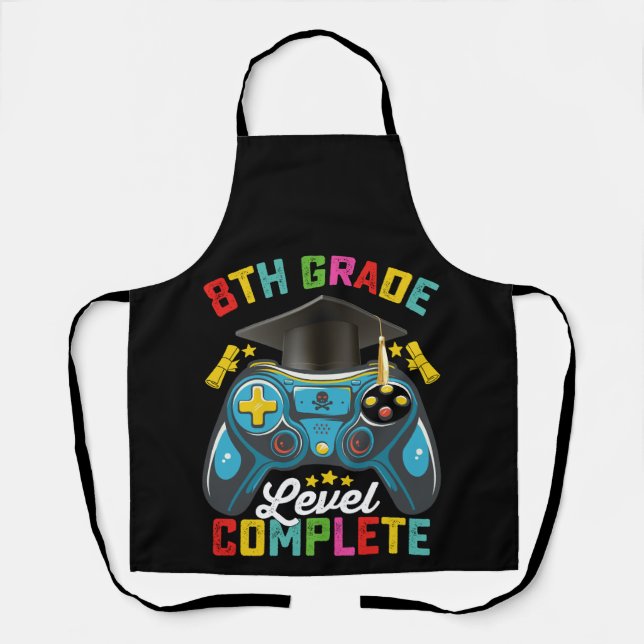 8th Grade Level Complete Graduation Gaming Gamer Apron (Front)