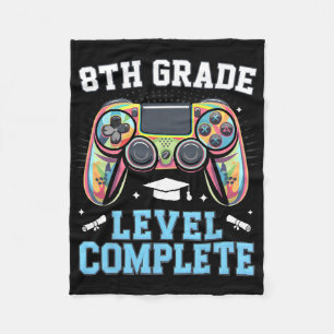 8th Grade Level Complete Last Day Of School Gamer Fleece Blanket