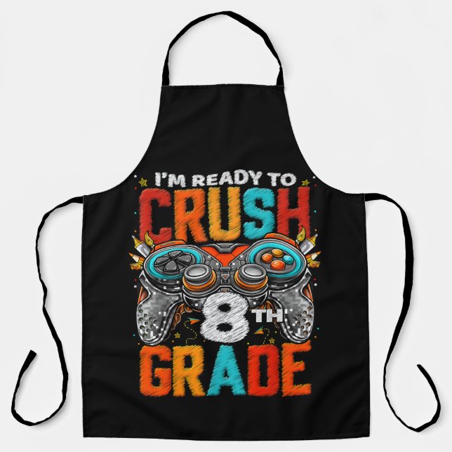 8th Grade Level Unlocked Game On Back To School  Apron (Front)