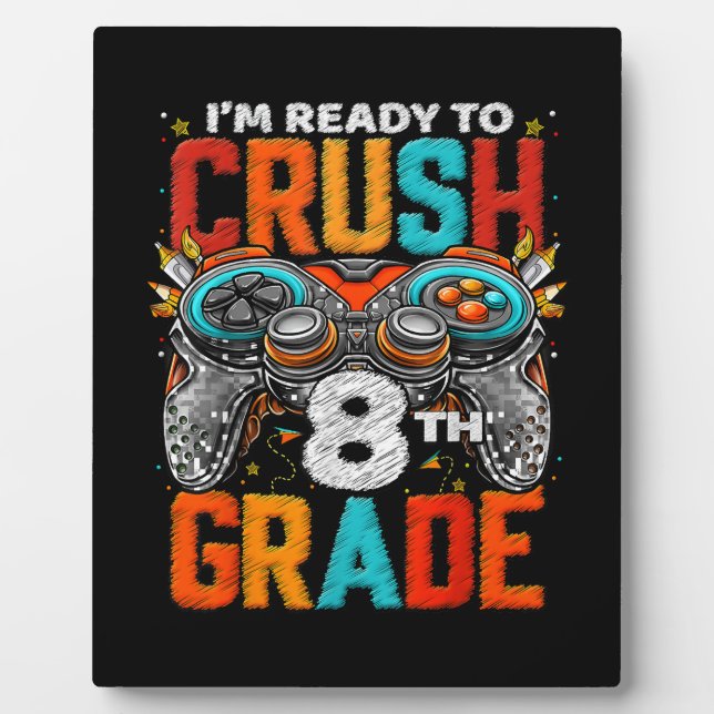8th Grade Level Unlocked Game On Back To School  Plaque (Front)