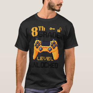 8th Grade Level Unlocked Video Game Pixel Controll T-Shirt