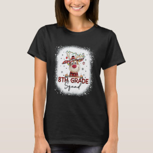 8th Grade Squad Plaid Reindeer Santa Hat Teacher C T-Shirt