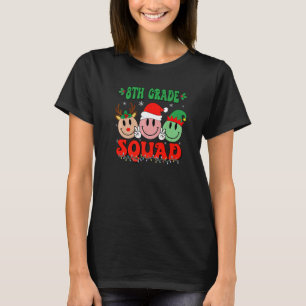 8th Grade Squad Retro Groovy Christmas Teacher Lif T-Shirt
