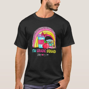 8th Grade Squad Teacher Leopard Rainbow Back To Sc T-Shirt