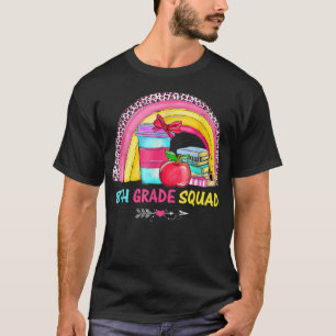 8th Grade Squad Teacher Leopard Rainbow Back To Sc T-Shirt