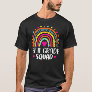 8th Grade Squad Teacher Student Rainbow 100th Day  T-Shirt