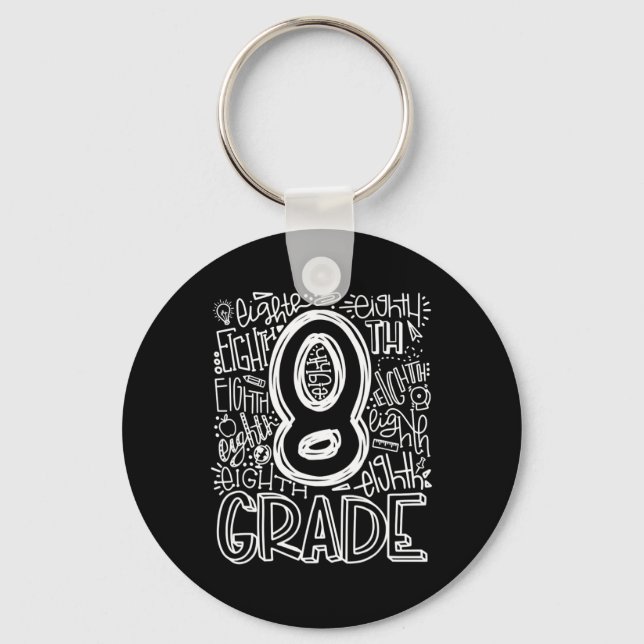 8th Grade Typography Team Eighth Grade Back To Sch Key Ring (Front)