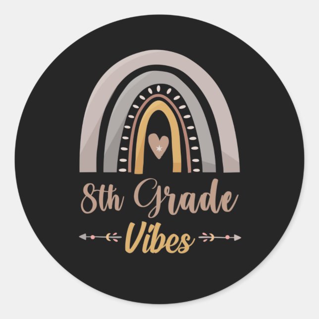 8th Grade Vibe Eighth Grade Back to School Classic Round Sticker (Front)