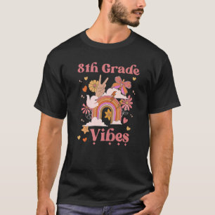8th Grade Vibes School Groovy Retro Girl Boho Rain T-Shirt