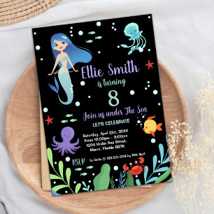 8th Mermaid Birthday Invitations