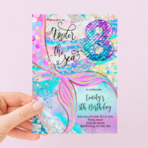 8th Mermaid Birthday Under the Sea Invitation