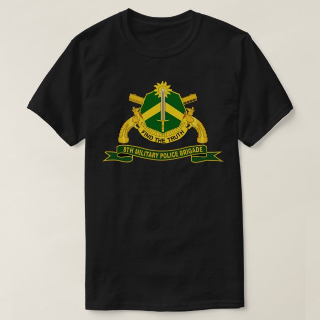 8th Military Police Brigade w Br Ribbon T-Shirt (Design Front)
