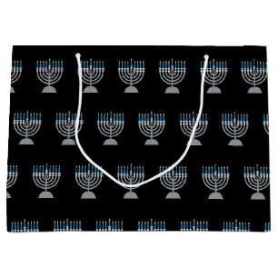 8th Night of Hanukkah Glitter Large Gift Bag