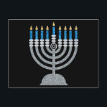 8th Night of Hanukkah Glitter Postcard<br><div class="desc">Hanukkah 2022 will begin in the evening of Sunday 18 December and ends in the evening of Monday 26 December</div>