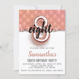 8th Rose Gold Birthday Invitation