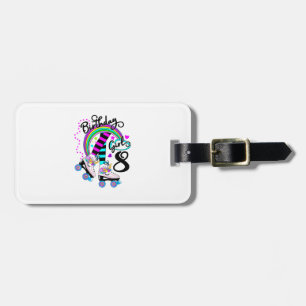 8th Unicorn Roller Skate Birthday Party for Girls Luggage Tag