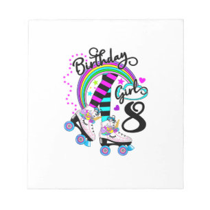 8th Unicorn Roller Skate Birthday Party for Girls  Notepad