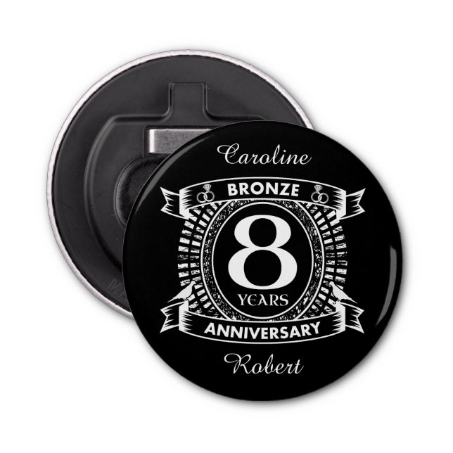 8TH wedding anniversary bronze Bottle Opener (Front)