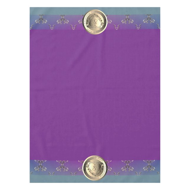 8th Wedding Anniversary Bronze Heart Emblem Tablecloth (Front)