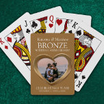 8th Wedding anniversary bronze heart photo Playing Cards<br><div class="desc">Personalise these bronze effect heart wedding anniversary playing cards with your own 8th wedding anniversary couples names,  photo,  date and years of marriage. Other matching items are available. Liquid bronze heart effect graphic art and design by Sarah Trett for www.mylittleeden.com and www.mylittleedenweddings.com</div>