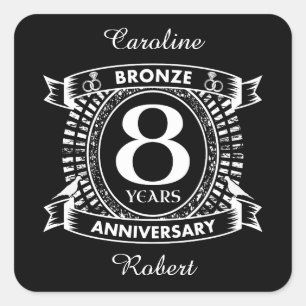 8TH wedding anniversary bronze Square Sticker