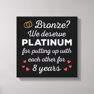 8th Wedding Anniversary I - Bronze Funny Couple Canvas Print