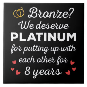 8th Wedding Anniversary I - Bronze Funny Couple Ceramic Tile