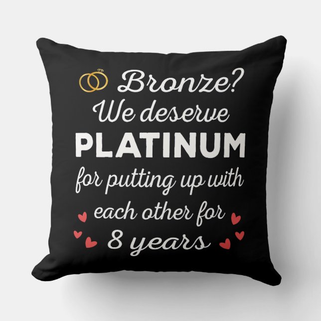 8th Wedding Anniversary I - Bronze Funny Couple Cushion (Front)