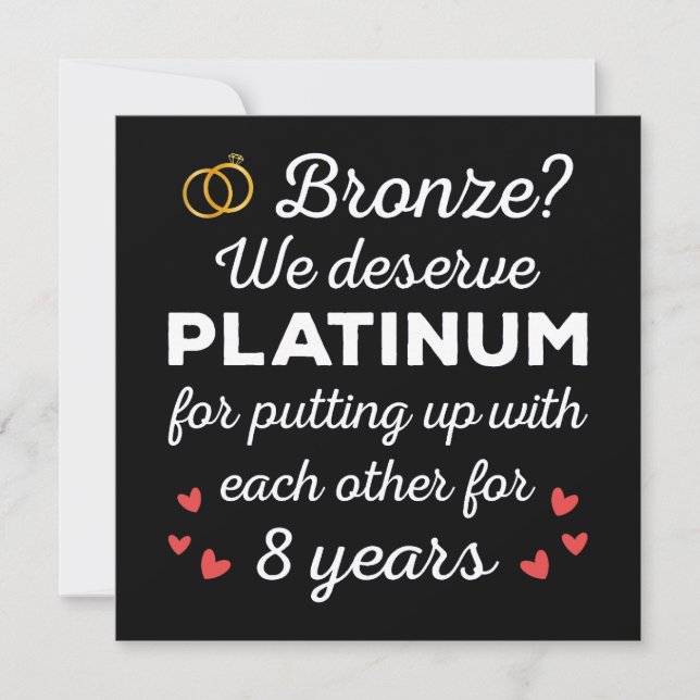 8th Wedding Anniversary I - Bronze Funny Couple Invitation (Front)