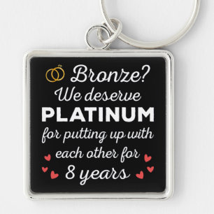 8th Wedding Anniversary I - Bronze Funny Couple Key Ring