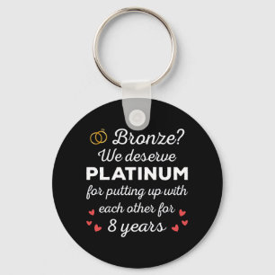 8th Wedding Anniversary I - Bronze Funny Couple Key Ring