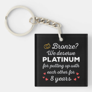 8th Wedding Anniversary I - Bronze Funny Couple Key Ring
