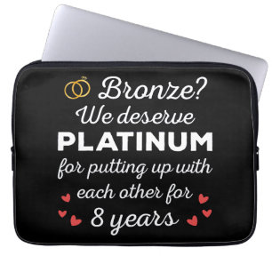 8th Wedding Anniversary I - Bronze Funny Couple Laptop Sleeve